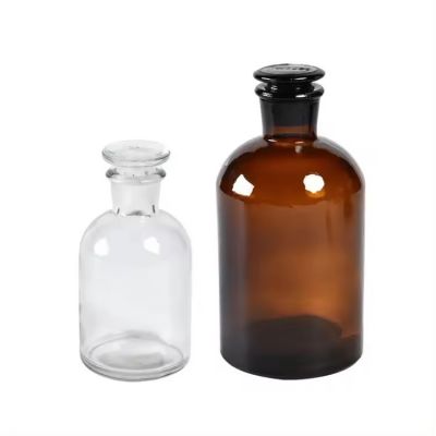 Small mouth 30ml-1000ml clear and amber glass laboratory pharmacy jar reagent bottle with glass stopper 30-1000ml