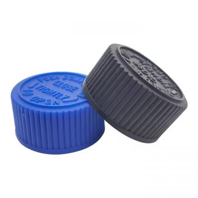 28mm 28/400 Blue black red Plastic PP Child Proof resistant CRC cap lid for medicine bottle