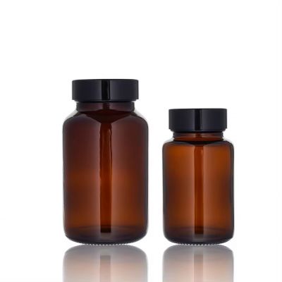 60ml 80ml 100ml 120ml 150ml 200ml OEM amber color wide mouth vitamin glass bottles for pill tablet glass medicine bottle