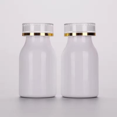 OEM premium 150ml PE white cylindrical deliberate Logo Customized pill powder medicine bottle with screw cap