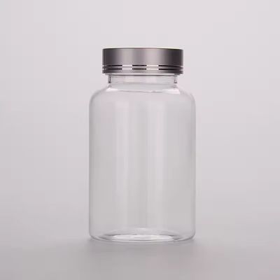 120ml 4oz clear Pharmaceutical Pill Jar Round Capsule plastic PET medicine Bottle for Healthy Supplement with Metal Screw Cap