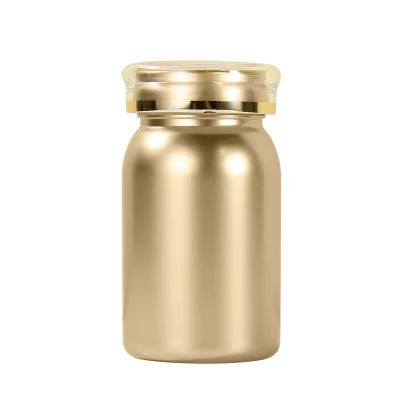 CUSTOM Gold Painting PET Plastic Bottle Pill Capsule Medicine Vitamin tablet Bottle with Screw Gold Cap