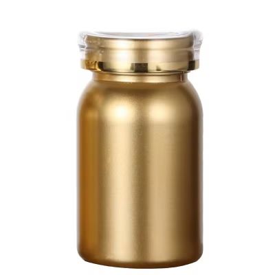 CUSTOM 100ml Gold Color Vitamin Bottle Customized Design Screen Printing Pill Tablet Bottle Plastic Capsule Medicine Bottle