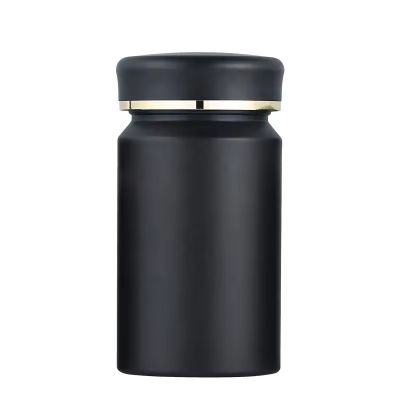 CUSTOM PS Black Plastic Bottle with Double Screw Caps for Pill Vitamins Capsule Tablet Powder Empty Vitamin Supplement Bottle