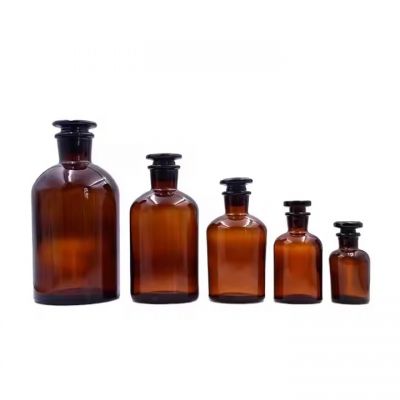 Glass Bottle 1000ML 500ML 250ML 125ML 60 ML medicine pills recycling Amber glass Jars with cork