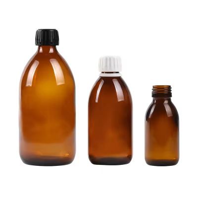 wholesale 500 ml 16oz amber glass cough maple syrup bottles with screw cap