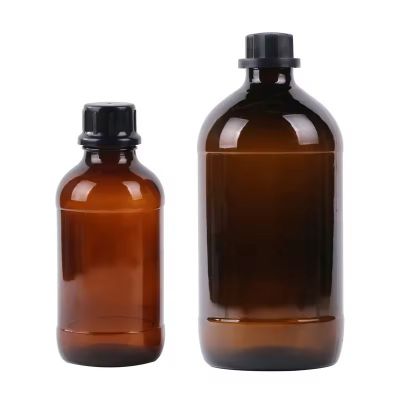Customized 500ml 1000ml 2500ml large capacity amber medicine reagent glass bottle with safety cap