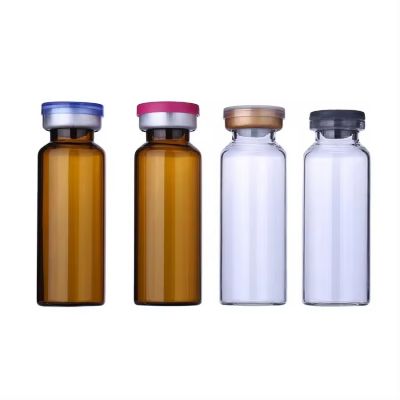 low borosilicate 10ml clear amber glass tubular vial for injection with aluminum cap
