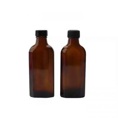 Wholesale Hair Oil essential oil 100ml square pharmaceutical amber glass bottle Oblong Flasks