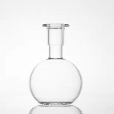 200Ml Customize Miniature Size Long Neck Ball Shape Cork Top Finish Transparent Glass Liquor Bottle For Whisky Rum Vodka Brandy