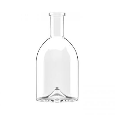 Custom Design Transparent Round Shoulder Rising Bottle 700Ml Vodka Brandy Rum Tequila Glass Whisky Bottles