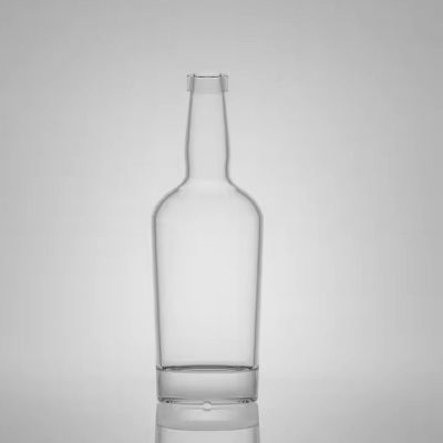 Hot Selling Round Shape Long Neck 700ml Glass Liquor Bottle Rising Base Glass Vodka Brandy Bottle With Cork Stopper