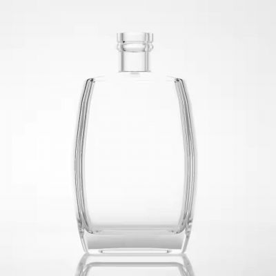 70cl Flat Square Shape Whisky Tequila Glass Bottle Heavy Base Glass Bottle With Short Neck Cork Top