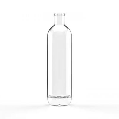 Custom Round Short Neck Thickness Bottom Whisky Vodka Rum Brandy Glass Liquor Bottles 1 liter with Cork