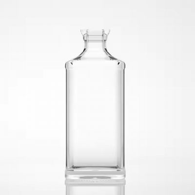 Food Grade 700ml 70cl Square Shape Thick Bottom Glass Liquor Bottle With Wide Cork Top Finished