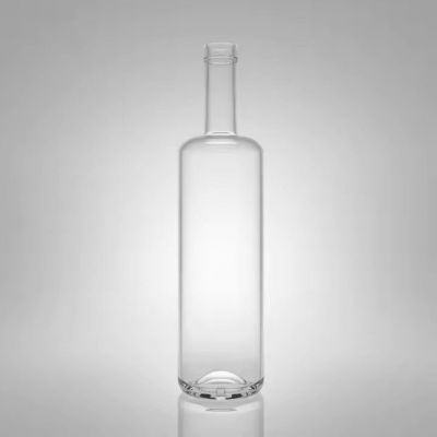 75cl Custom Round Shape Long Neck Glass Liquor Bottle Rising Bottom Glass Whisky Tequila Bottle With Cork Stopper