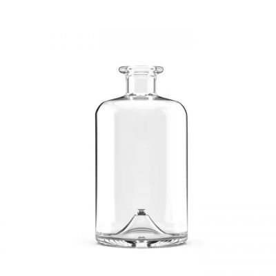 Food grade Round Concave bottom glass liquor bottle for whisky tequila gin rum 50cl 500ml bottle with wide cork