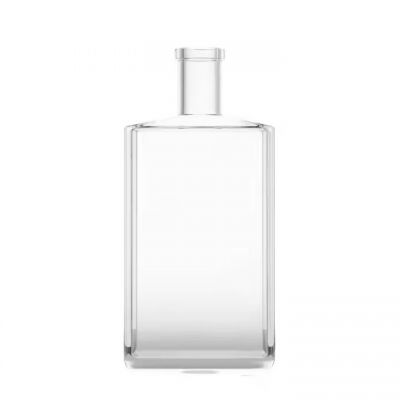 Hot selling square glass liquor bottle for whisky tequila gin vodka 700ml 750ml glass bottle with cork stopper