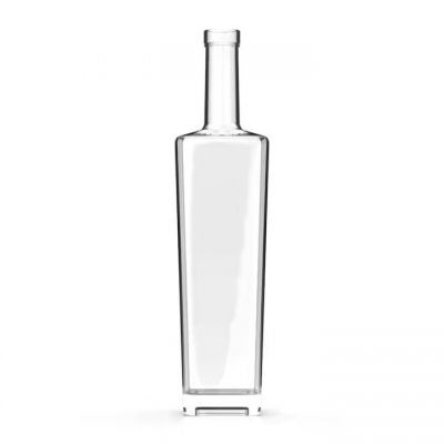 Elegant High flint Square Customized made loge Decal painting 530ml Whiskey rum vodka Glass bottles with cork