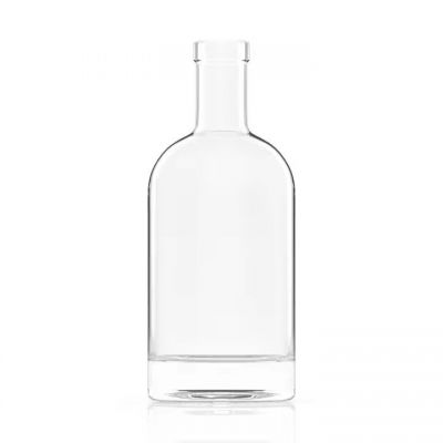 Eco-friendly elegant clear Customizable 750ml Super flint Rum vodka Whiskey Liquor glass bottles with cork