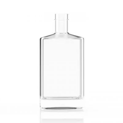 Graphic customization Transparent Square Super flint 750ml Whiskey rum vodka tequila Glass bottles with cork