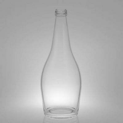 Customized 750ml 570g round shape liquor whisky vodka rum brandy glass bottle with screw cap