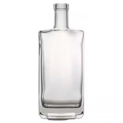 Premium custom square spirit bottle Premium Heavy Cork Top Fine taper 750ml 700ml Vodka gin glass bottle supplier