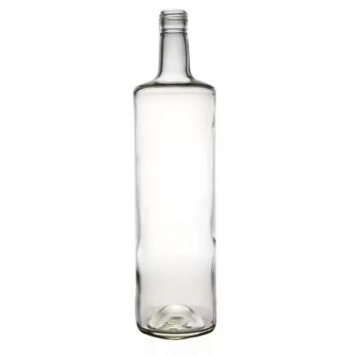 Customized 1100ml empty high flint round shaped glass bottle for gin rum champagne liquor glass bottle
