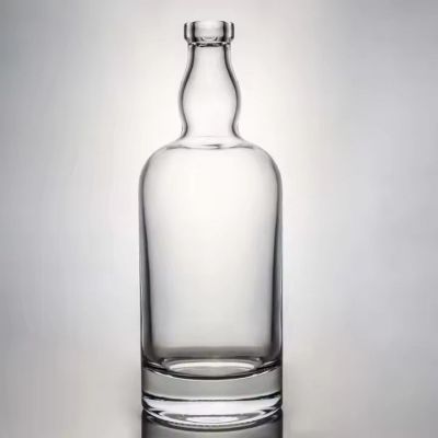 500ml 700ml 1000ml Wholesales Round Shaped Empty Flint Gin Rum Champagne Liquor Glass Bottle With Cork