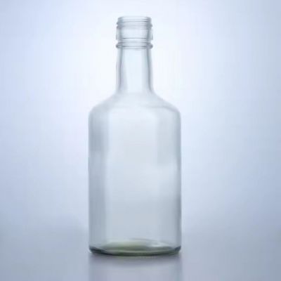 Custom flint glass bottle 375ml liquor brandy whisky rum flat bottom with screw cap