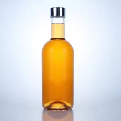 Empty glass round shape vodka bottle 500ml 700ml 750ml liquor whisky rum vodka bottles with cork caps