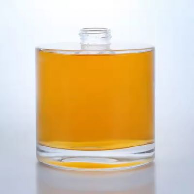 Hot selling round shaped 400ml glass bottle liquor glass bottle whisky brandy gin tequila glass bottle with screw top
