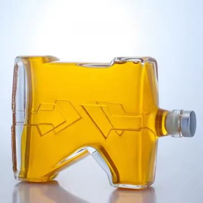 customized 750ml high quality unique design vodka whiskey rum tequila gin glass bottle with lid