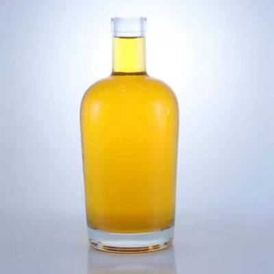 high quality best selling round 750ml vodka whiskey rum tequila gin glass bottle with cork cap