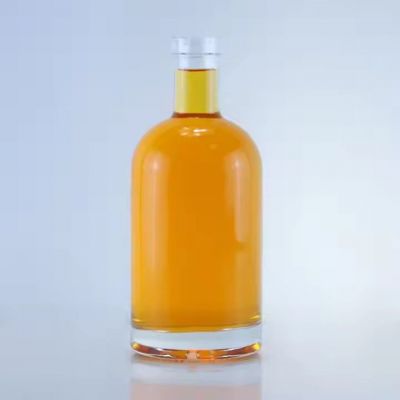 Factory direct 750ml clear Round Glass bottle liquor whisky Rum Glass bottle