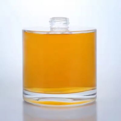 High Quality Clear Fat Round 400ml Glass Bottle Vodka Spirits Whiskey Gin Glass Rum Bottle With Corks