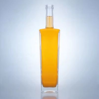Best Selling 16oz 500ml Glass Bottle Cork Top Lid Square Glass Liquor Alcohol Spirit Whiskey Bottle Vodka Bottle