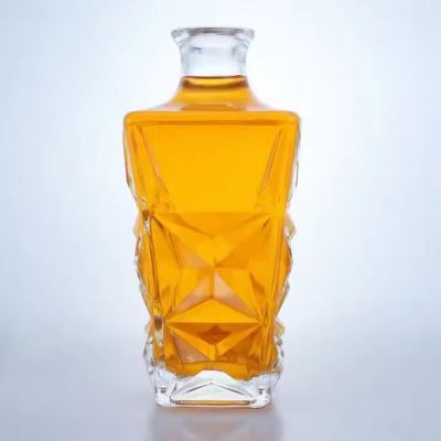 customized 800ml high quality unique design vodka whiskey rum tequila gin glass bottle with lid