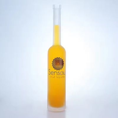 500 ml round long neck frosted vodka tequila rum gin whiskey glass bottle with cork cap