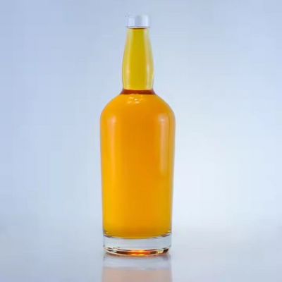 Regular round shaped glass bottle clear thick bottom bottle liquor brandy tequila vodka 750ml glass bottles with cork top