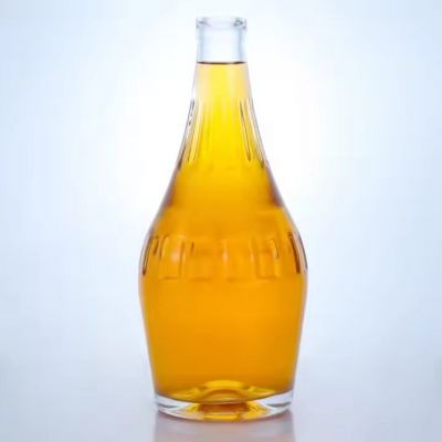 customized 500ml 700ml 750ml super flint round glass bottle whisky vodka gin rum tequila bottle with lid