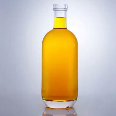 High-quality and affordable glass bottles 850ml thick bottom vodka whisky gin glass bottle round shaped glass with cork top