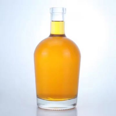 high quality best selling round 750ml vodka whiskey rum tequila gin glass bottle with cork cap