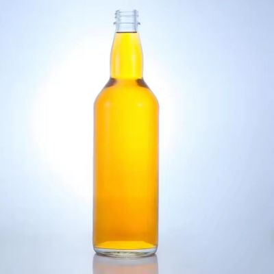 Empty clear 700ml round shaped glass bottle whisky liquor brandy gin bottles thin bottom botella de vidrio with screw cap