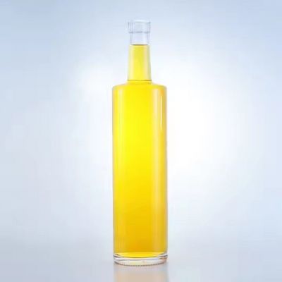 750ml high quality round vodka whiskey rum tequila gin glass bottle with cork cap
