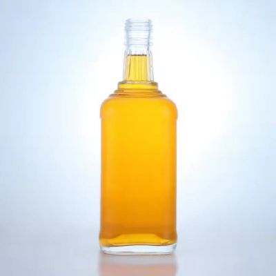 Customized special square thin bottom liquor glass bottle 750ml whisky vodka gin tequila spirits with screw cap