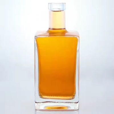 Best Selling Square Clear 500ml Glass Bottle Vodka Spirits Whiskey Gin Glass Rum Bottle With Corks