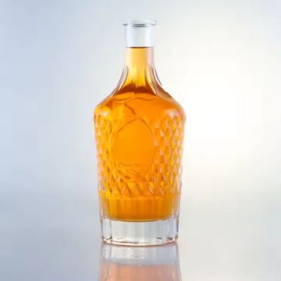 Unique Design Round Brandy Whiskey Vodka Wine 500ml 700ml 750ml Engraving Glass Bottle