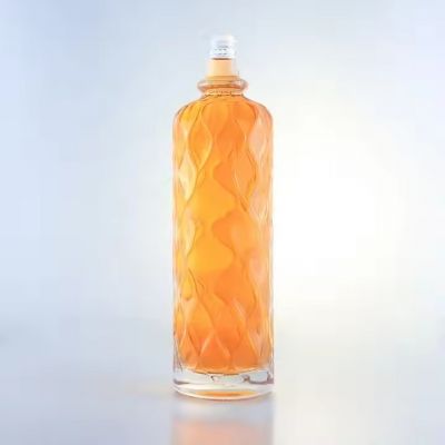 Embossed Custom design gin vodka bottle uniquer 500ml 700ml 750ml liquor gin whisky Glass Bottle