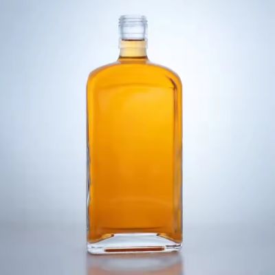 500 ml accept custom square transparent rum vodka whiskey brandy gin glass bottle with screw cap